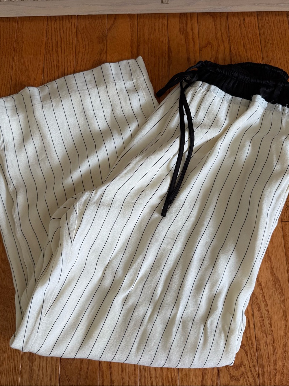 DISSB Pinstripe Drawstring Pants with Black Waistband